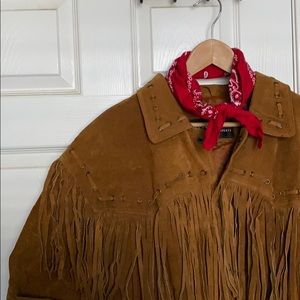 Vintage Tobacco Leather Fringe Jacket (M)